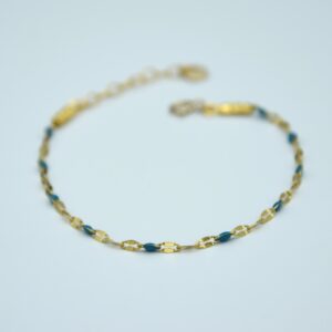 bracelet chaine perlée or bijou fait main 974